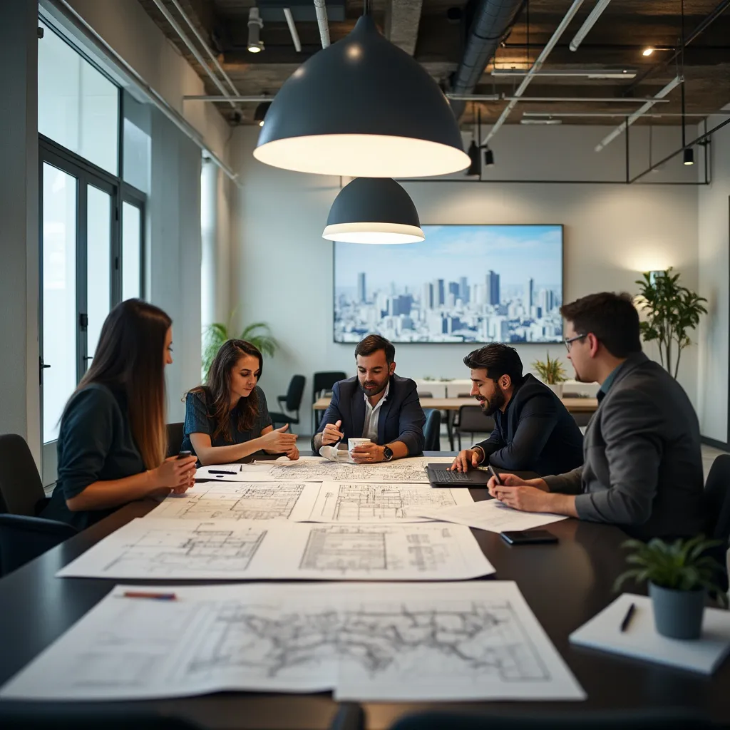 Interior de oficina moderna de Inversiones Argentina en Buenos Aires